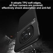 For Honor Magic6 Pro Classic Tilt Strip Grain Magnetic PC Hybrid TPU Phone Case(Black)