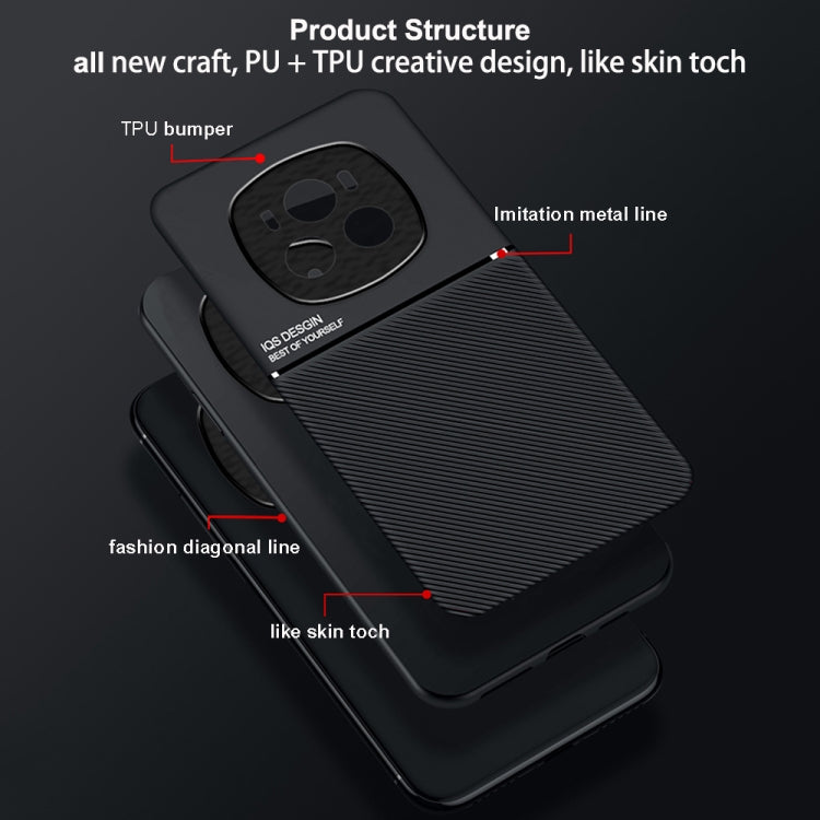 For Honor Magic6 Pro Classic Tilt Strip Grain Magnetic PC Hybrid TPU Phone Case(Black)