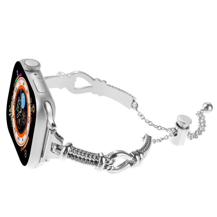 For Apple Watch Series 8 45mm Twist Metal Bracelet Chain Watch Band(Silver)
