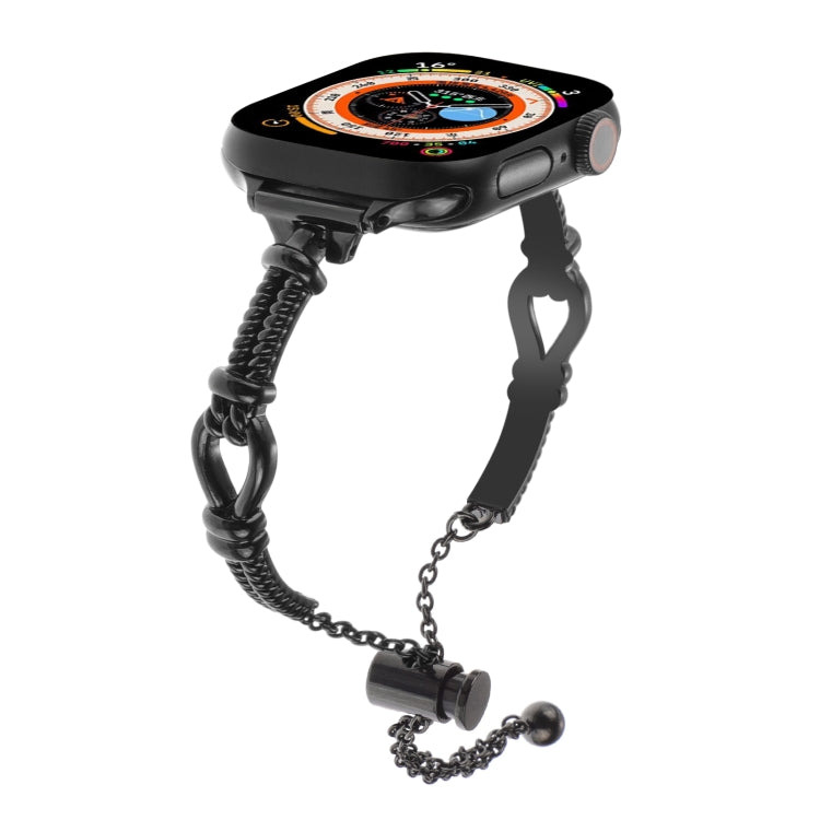For Apple Watch Series 6 44mm Twist Metal Bracelet Chain Watch Band(Black)
