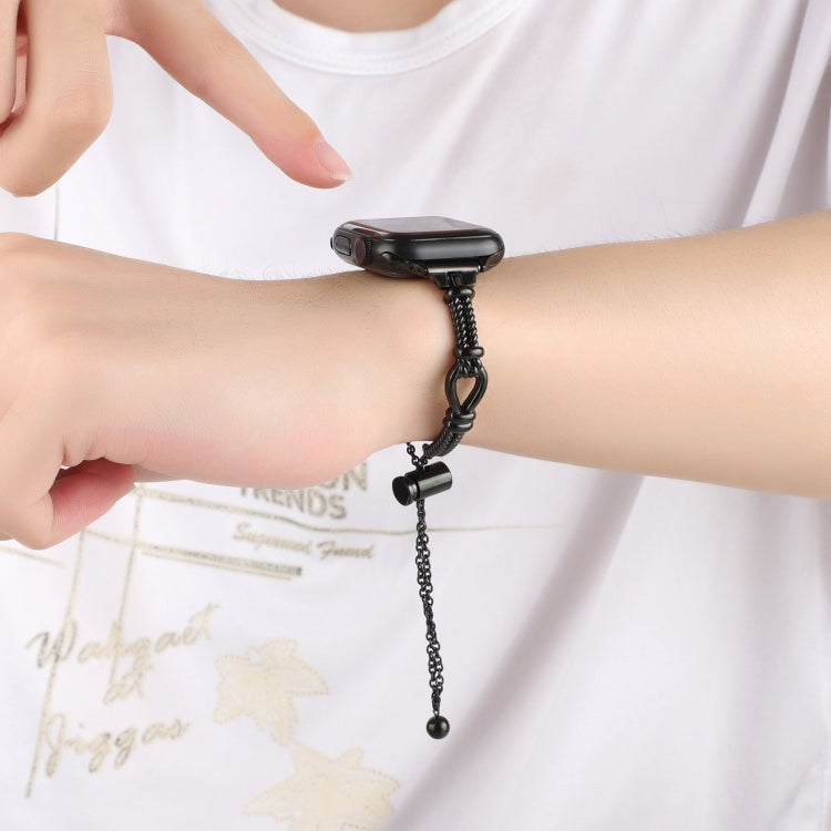 For Apple Watch 38mm Twist Metal Bracelet Chain Watch Band(Black)
