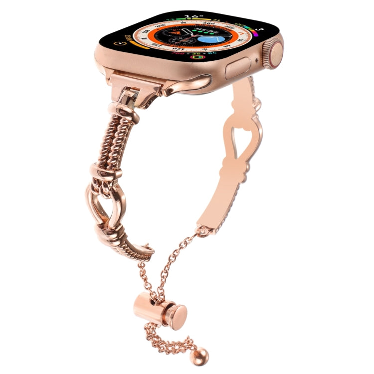 For Apple Watch 38mm Twist Metal Bracelet Chain Watch Band(Rose Gold)