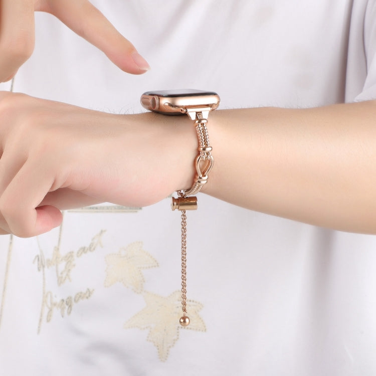 For Apple Watch 38mm Twist Metal Bracelet Chain Watch Band(Rose Gold)