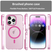 For iPhone 14 Pro MagSafe Frosted Translucent TPU + PC Full Coverage Phone Case(Pink)
