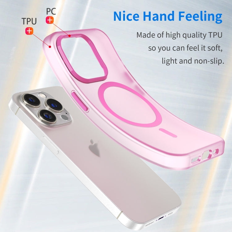 For iPhone 14 Pro MagSafe Frosted Translucent TPU + PC Full Coverage Phone Case(Pink)