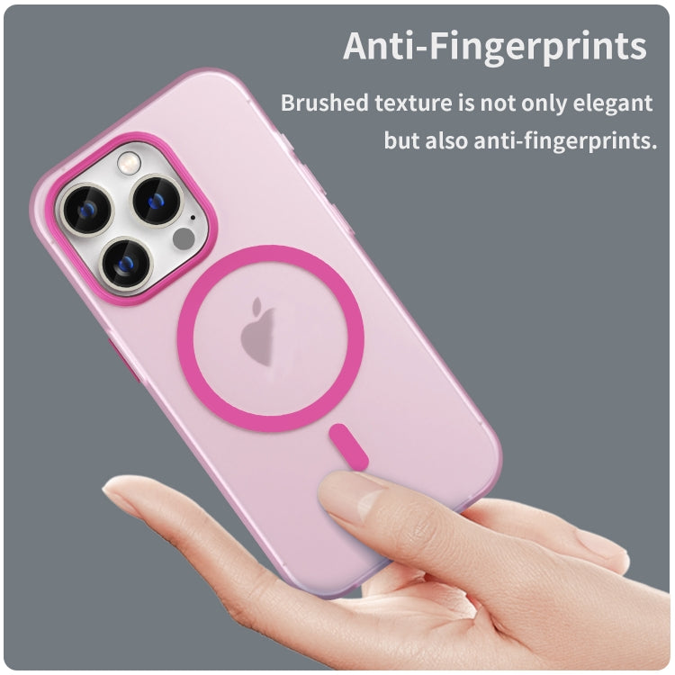 For iPhone 14 Pro MagSafe Frosted Translucent TPU + PC Full Coverage Phone Case(Pink)