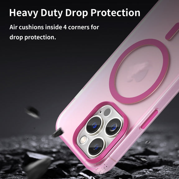 For iPhone 14 Pro MagSafe Frosted Translucent TPU + PC Full Coverage Phone Case(Pink)