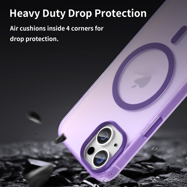 For iPhone 14 MagSafe Frosted Translucent TPU + PC Full Coverage Phone Case(Dark Purple)