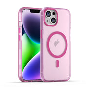 For iPhone 14 MagSafe Frosted Translucent TPU + PC Full Coverage Phone Case(Pink)