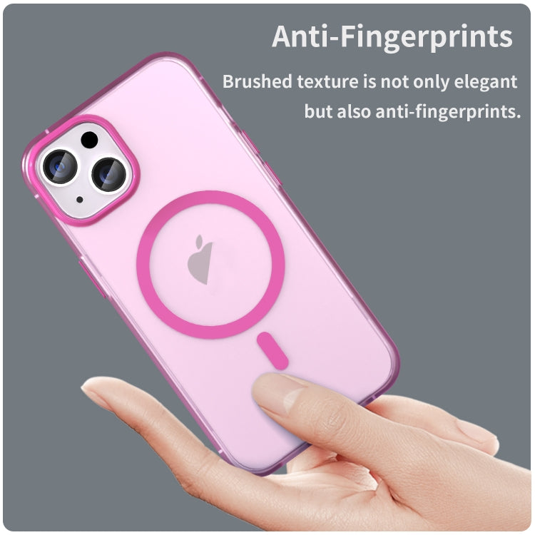 For iPhone 14 MagSafe Frosted Translucent TPU + PC Full Coverage Phone Case(Pink)