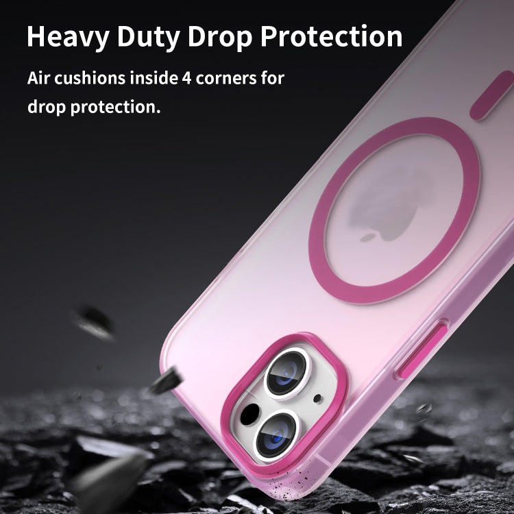 For iPhone 14 MagSafe Frosted Translucent TPU + PC Full Coverage Phone Case(Pink)