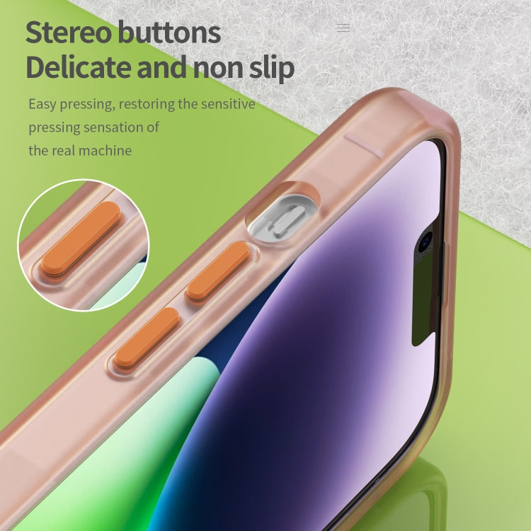 For iPhone 14 Plus MagSafe Frosted Translucent TPU + PC Full Coverage Phone Case(Orange)