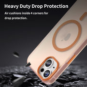 For iPhone 14 Plus MagSafe Frosted Translucent TPU + PC Full Coverage Phone Case(Orange)