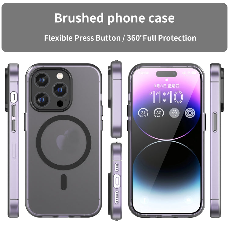 For iPhone 15 Pro MagSafe Frosted Translucent TPU + PC Full Coverage Phone Case(Black)