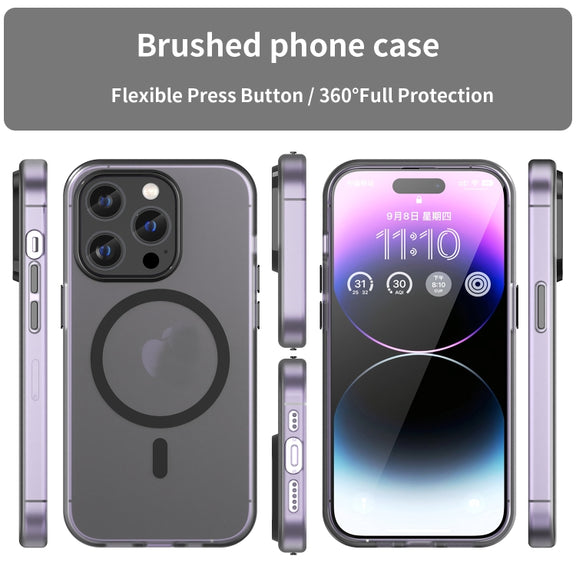 For iPhone 15 Pro MagSafe Frosted Translucent TPU + PC Full Coverage Phone Case(Black)