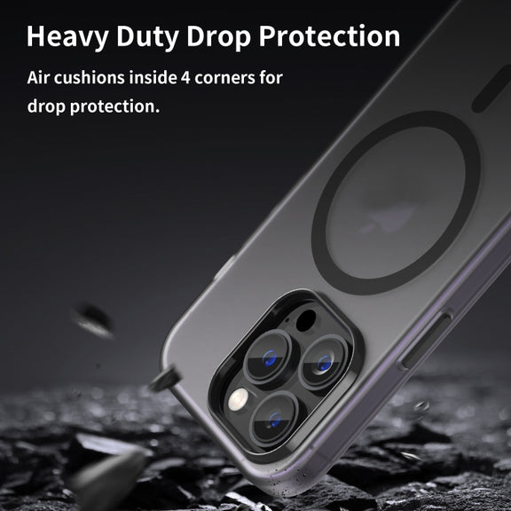 For iPhone 15 Pro MagSafe Frosted Translucent TPU + PC Full Coverage Phone Case(Black)