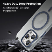 For iPhone 15 Pro MagSafe Frosted Translucent TPU + PC Full Coverage Phone Case(Dark Blue)