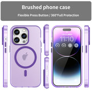 For iPhone 15 Pro MagSafe Frosted Translucent TPU + PC Full Coverage Phone Case(Dark Purple)
