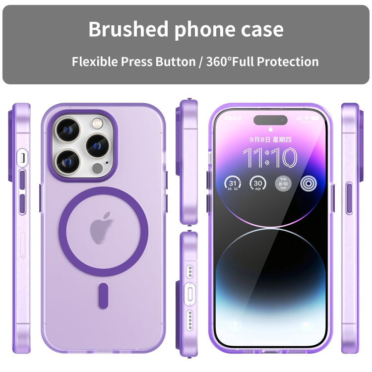 For iPhone 15 Pro MagSafe Frosted Translucent TPU + PC Full Coverage Phone Case(Dark Purple)