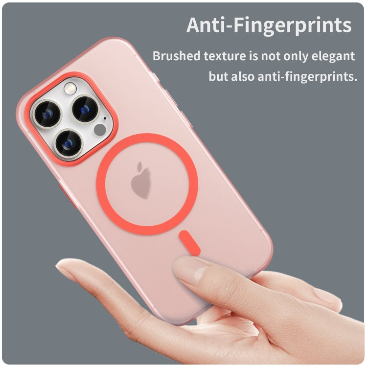 For iPhone 15 Pro MagSafe Frosted Translucent TPU + PC Full Coverage Phone Case(Red)
