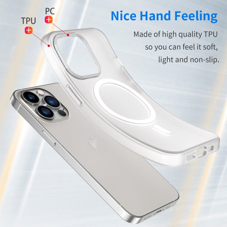 For iPhone 13 Pro MagSafe Frosted Translucent TPU + PC Full Coverage Phone Case(White)