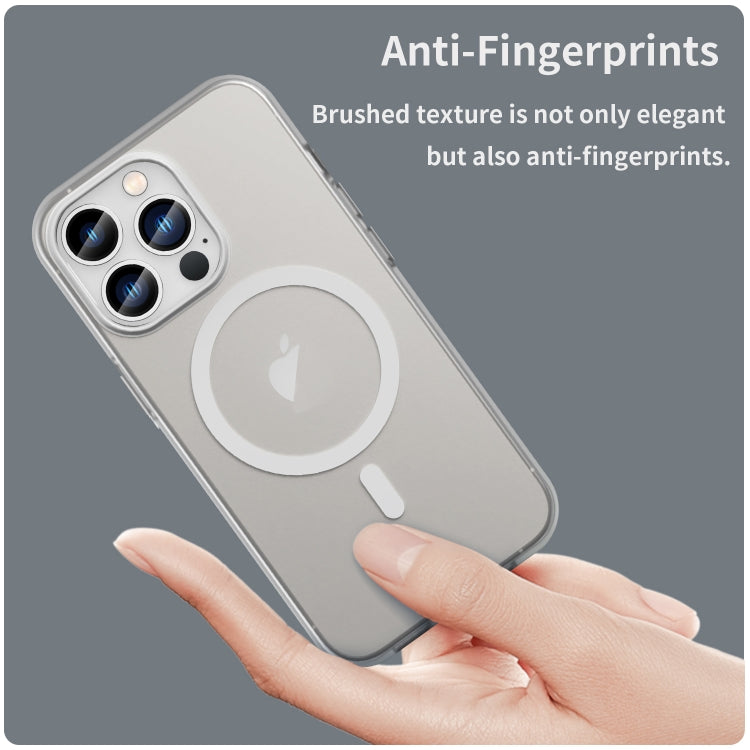 For iPhone 13 Pro MagSafe Frosted Translucent TPU + PC Full Coverage Phone Case(White)