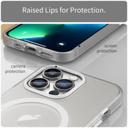 For iPhone 13 Pro MagSafe Frosted Translucent TPU + PC Full Coverage Phone Case(White)