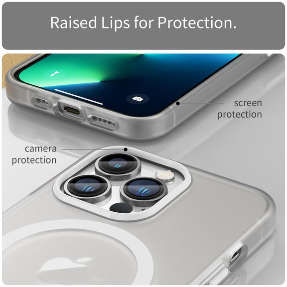 For iPhone 13 Pro MagSafe Frosted Translucent TPU + PC Full Coverage Phone Case(White)