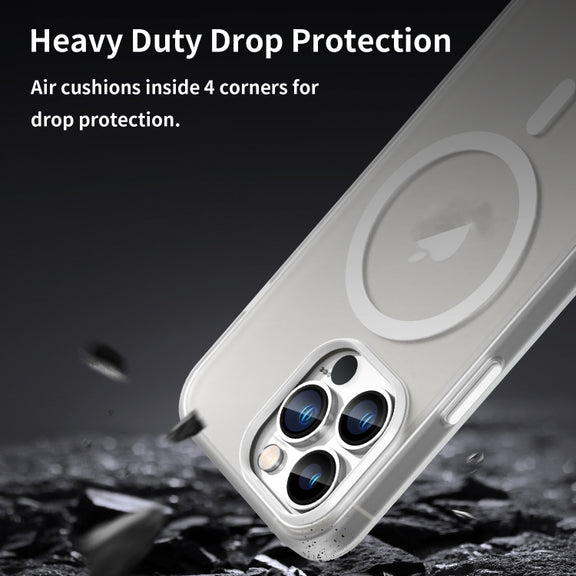 For iPhone 13 Pro MagSafe Frosted Translucent TPU + PC Full Coverage Phone Case(White)