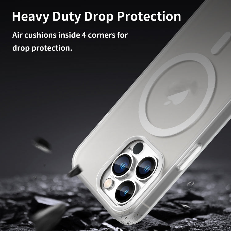 For iPhone 13 Pro MagSafe Frosted Translucent TPU + PC Full Coverage Phone Case(White)