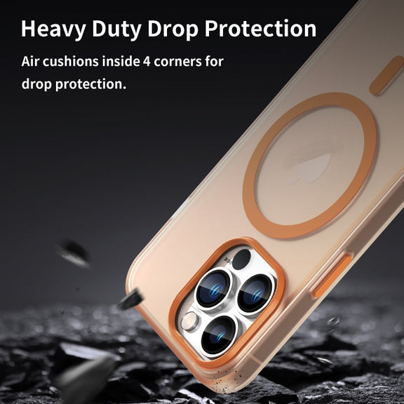For iPhone 13 Pro MagSafe Frosted Translucent TPU + PC Full Coverage Phone Case(Orange)