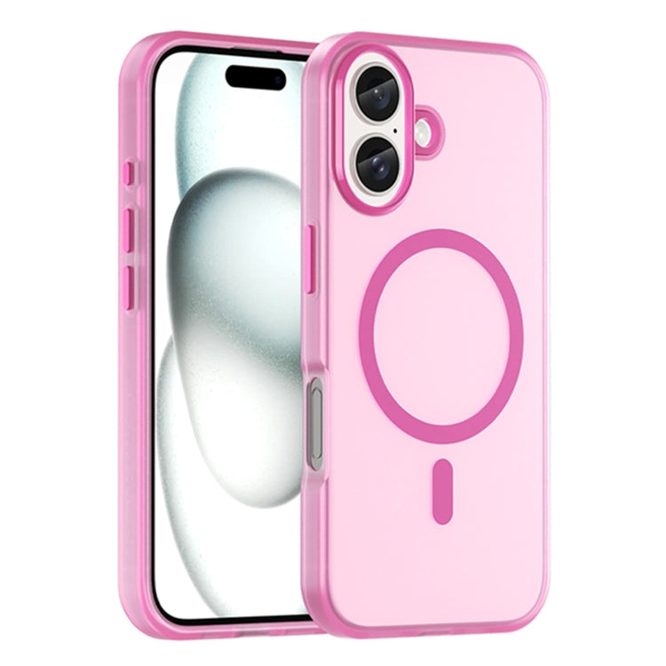 For iPhone 16 MagSafe Frosted Translucent TPU + PC Full Coverage Phone Case(Pink)