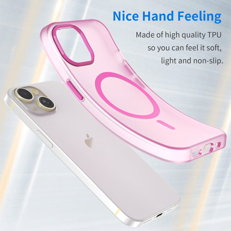 For iPhone 16 MagSafe Frosted Translucent TPU + PC Full Coverage Phone Case(Pink)
