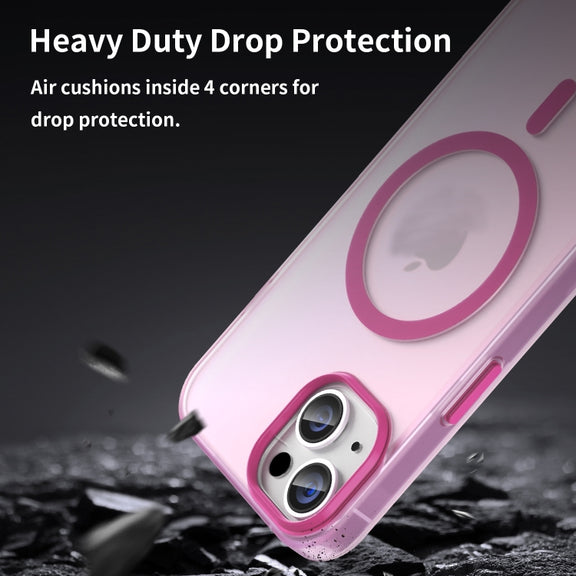 For iPhone 16 MagSafe Frosted Translucent TPU + PC Full Coverage Phone Case(Pink)