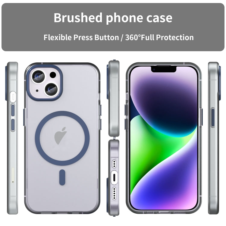 For iPhone 16 Plus MagSafe Frosted Translucent TPU + PC Full Coverage Phone Case(Dark Blue)