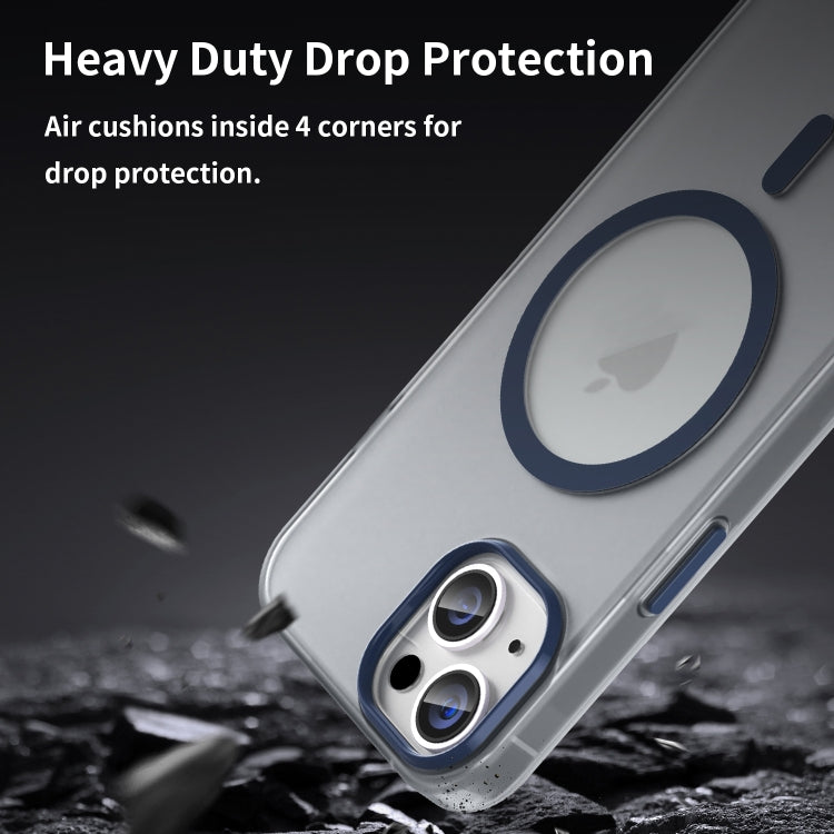 For iPhone 16 Plus MagSafe Frosted Translucent TPU + PC Full Coverage Phone Case(Dark Blue)