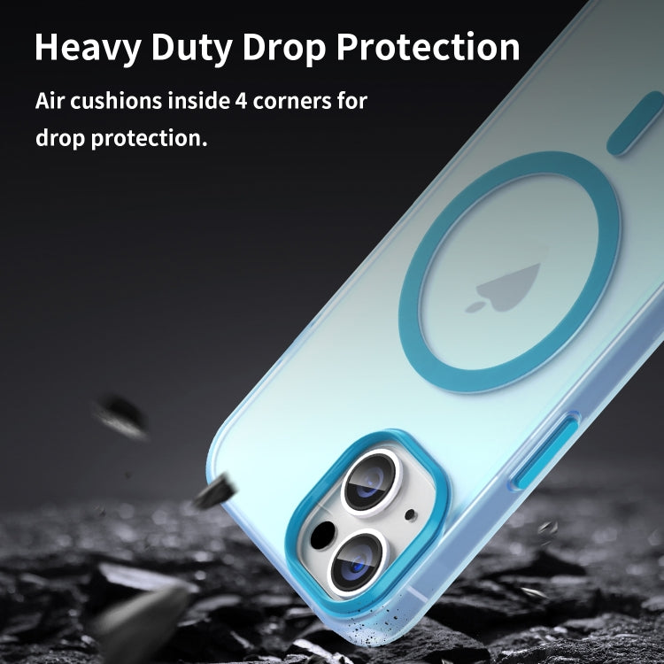 For iPhone 16 Plus MagSafe Frosted Translucent TPU + PC Full Coverage Phone Case(Blue)