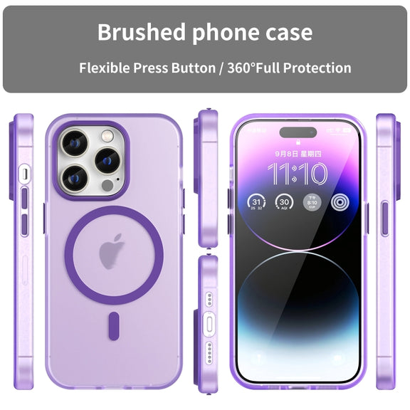For iPhone 16 Pro MagSafe Frosted Translucent TPU + PC Full Coverage Phone Case(Dark Purple)