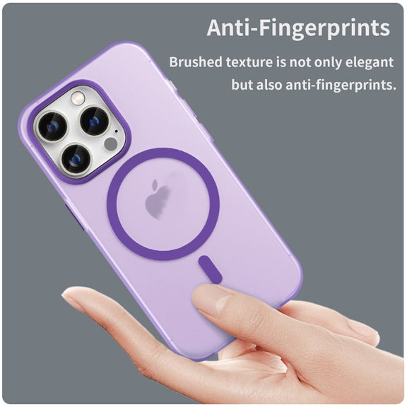For iPhone 16 Pro MagSafe Frosted Translucent TPU + PC Full Coverage Phone Case(Dark Purple)