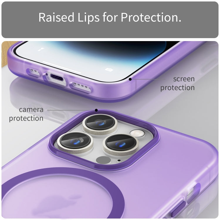 For iPhone 16 Pro MagSafe Frosted Translucent TPU + PC Full Coverage Phone Case(Dark Purple)
