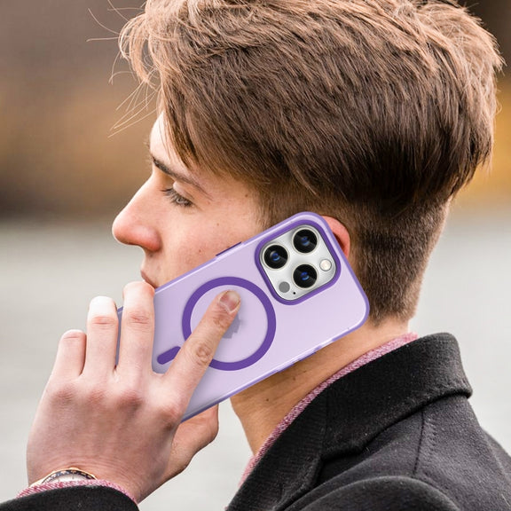 For iPhone 16 Pro MagSafe Frosted Translucent TPU + PC Full Coverage Phone Case(Dark Purple)