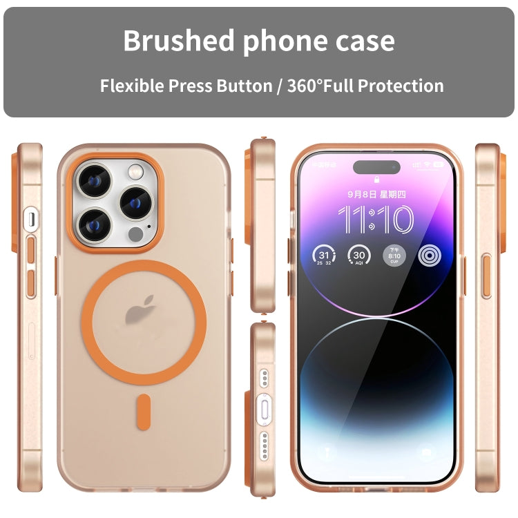 For iPhone 16 Pro MagSafe Frosted Translucent TPU + PC Full Coverage Phone Case(Orange)