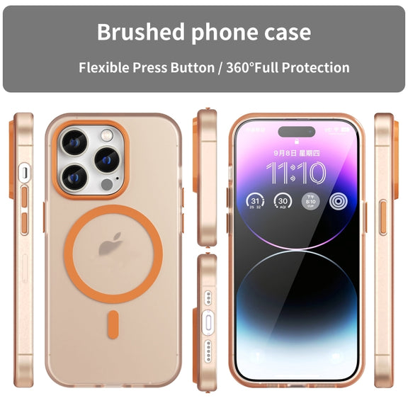 For iPhone 16 Pro MagSafe Frosted Translucent TPU + PC Full Coverage Phone Case(Orange)