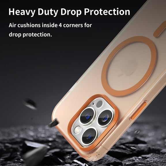For iPhone 16 Pro MagSafe Frosted Translucent TPU + PC Full Coverage Phone Case(Orange)