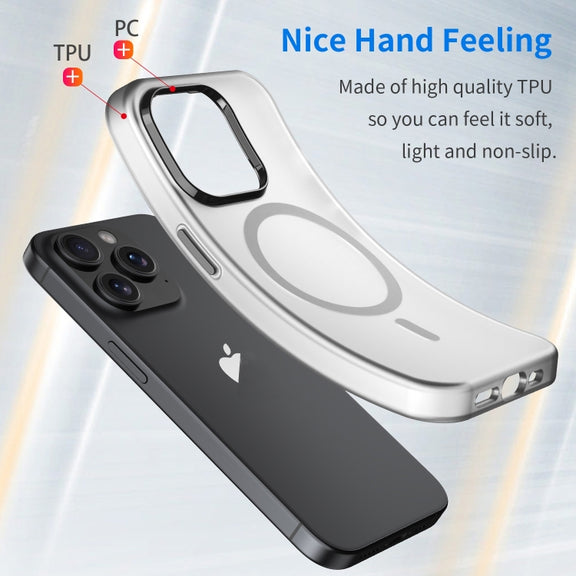 For iPhone 16 Pro Max MagSafe Frosted Translucent TPU + PC Full Coverage Phone Case(Black)