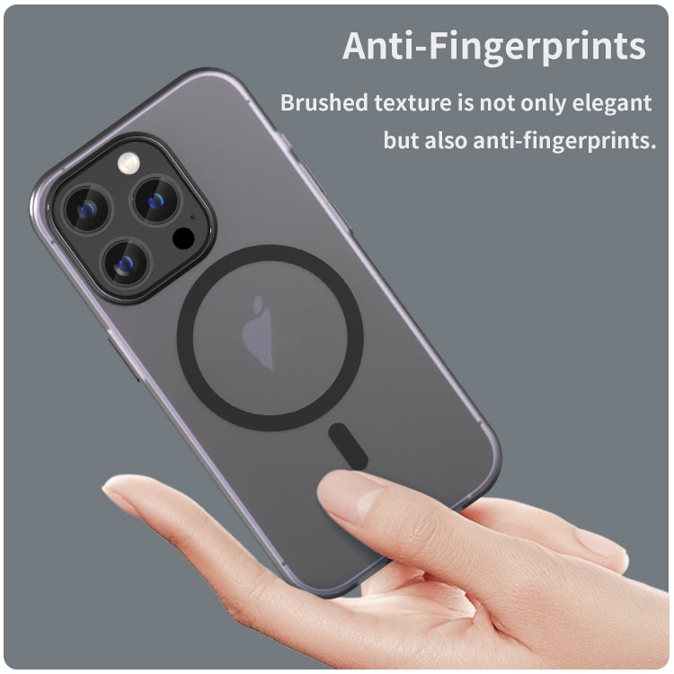 For iPhone 16 Pro Max MagSafe Frosted Translucent TPU + PC Full Coverage Phone Case(Black)