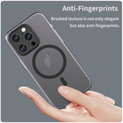 For iPhone 16 Pro Max MagSafe Frosted Translucent TPU + PC Full Coverage Phone Case(Black)