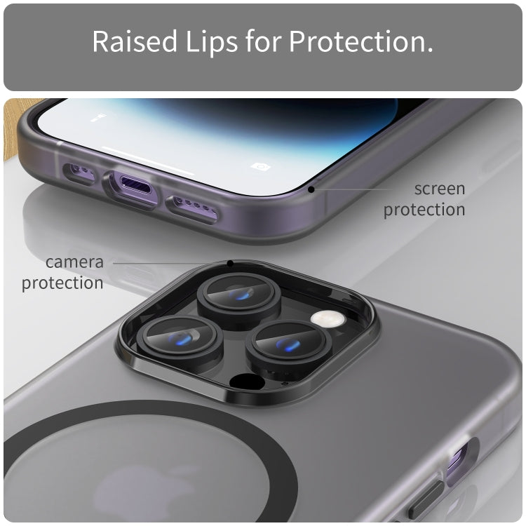 For iPhone 16 Pro Max MagSafe Frosted Translucent TPU + PC Full Coverage Phone Case(Black)