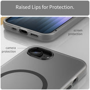 For iPhone 16e MagSafe Frosted Translucent TPU + PC Full Coverage Phone Case(Black)