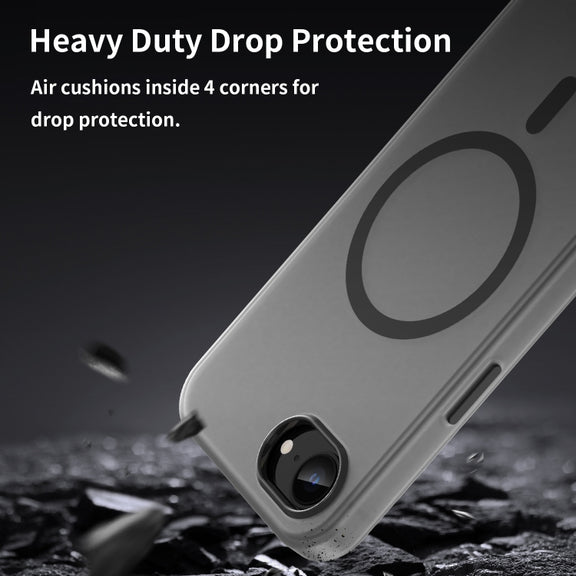 For iPhone 16e MagSafe Frosted Translucent TPU + PC Full Coverage Phone Case(Black)